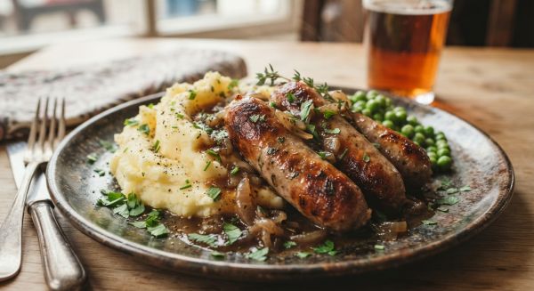 Master the art of bangers and mash with a homemade onion gravy recipe
